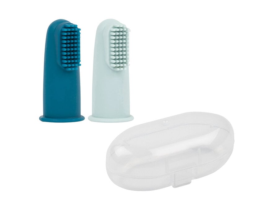 Nattou Vingertandenborstel 2p Blauw mint