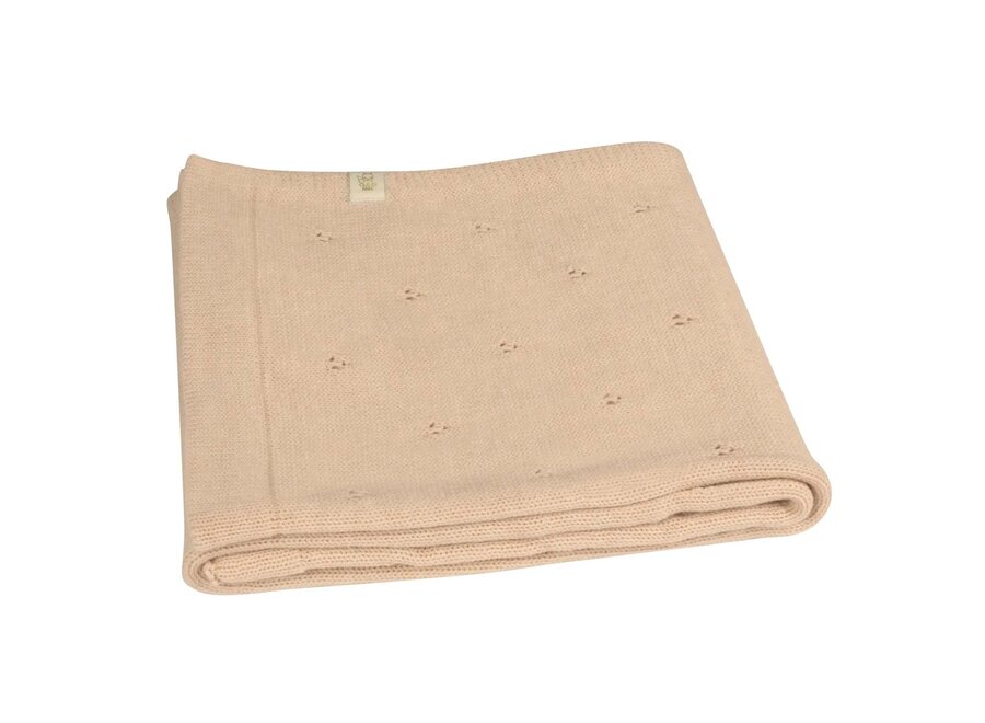 Moalie Merino pointelle deken apricot 100x75cm
