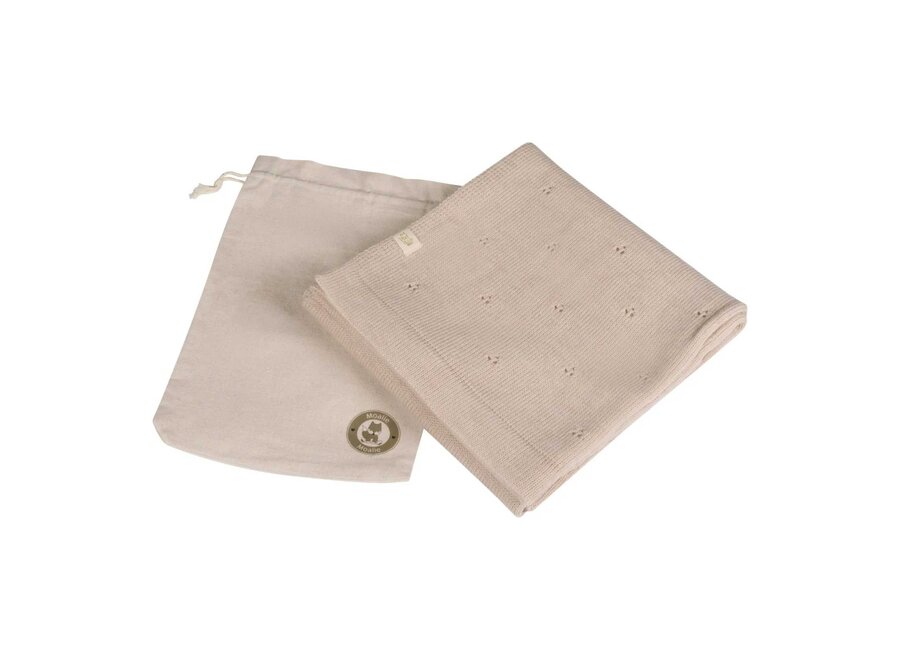 Moalie Merino pointelle deken apricot 100x75cm