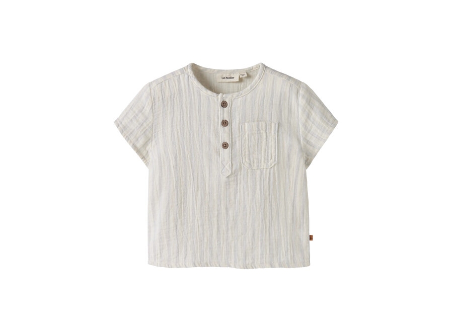 Lil' Atelier Hagi Ss Shirt Coconut Milk Dusty Blue
