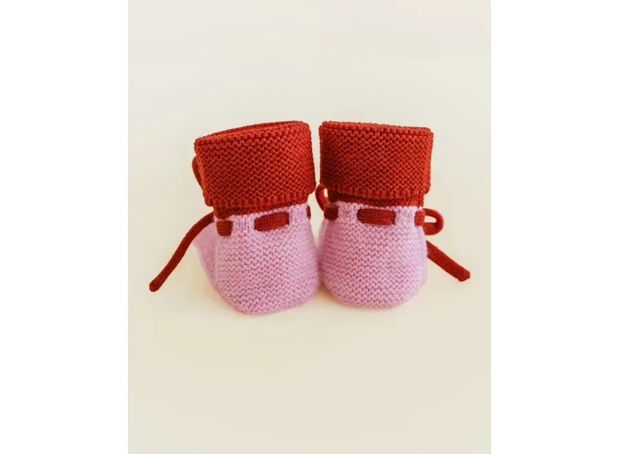 Hvid Slofjes-Merino wol Candy/Red