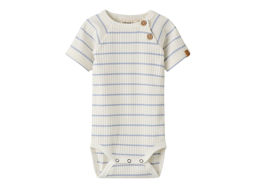 Lil' Atelier Kail SS Romper stripe milk / Zen Blue