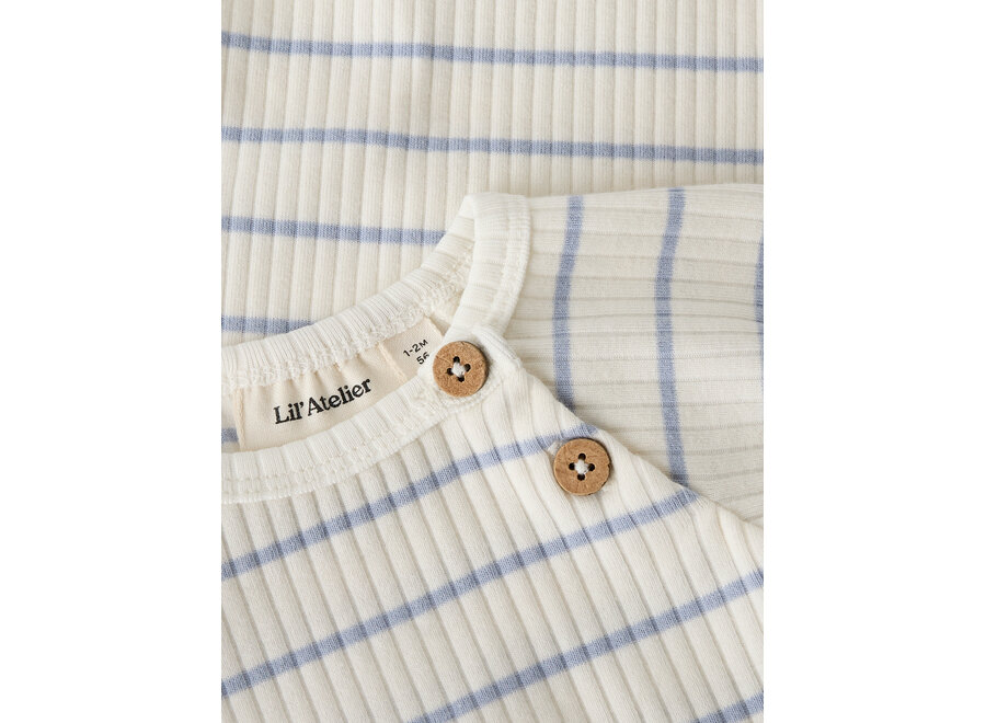 Lil' Atelier Kail SS Romper stripe milk / Zen Blue