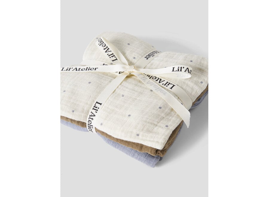 Lil' Atelier Isleys 3Pack Nappies Turtledove Sepia Tint/Sleet