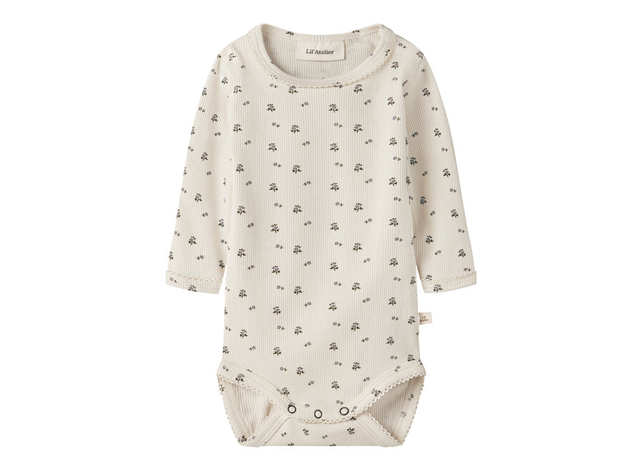 Lil' Atelier Lago Mau Ls Romper Lil Turtledove Blue Flower