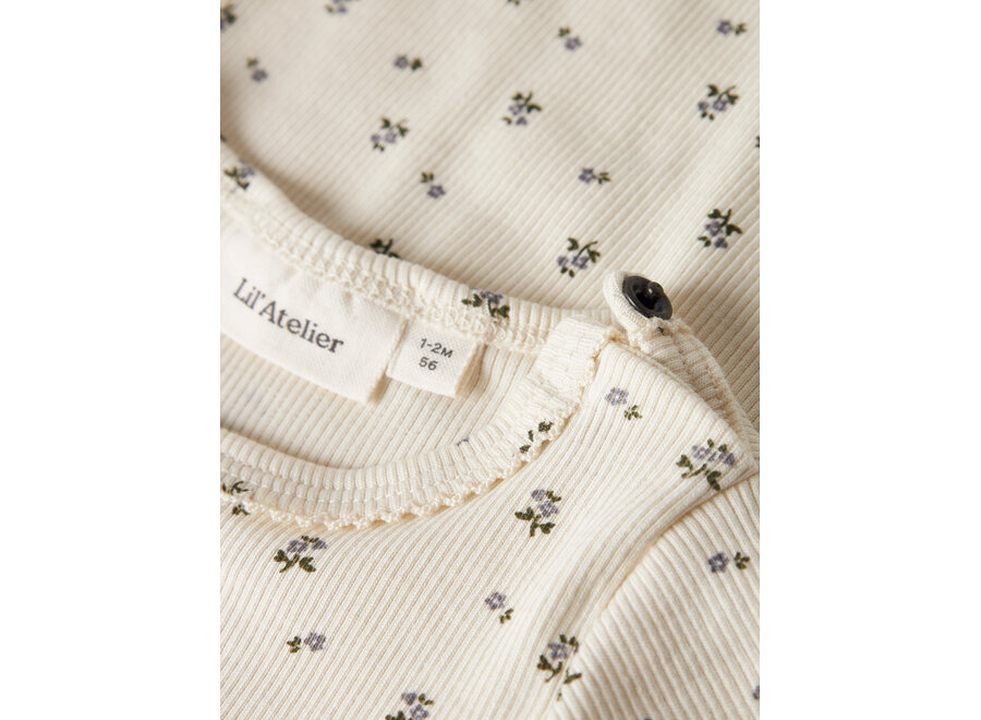 Lil' Atelier Lago Mau Ls Romper Lil Turtledove Blue Flower