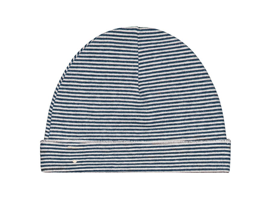 Gray Label Beanie Blue Gray - Cream