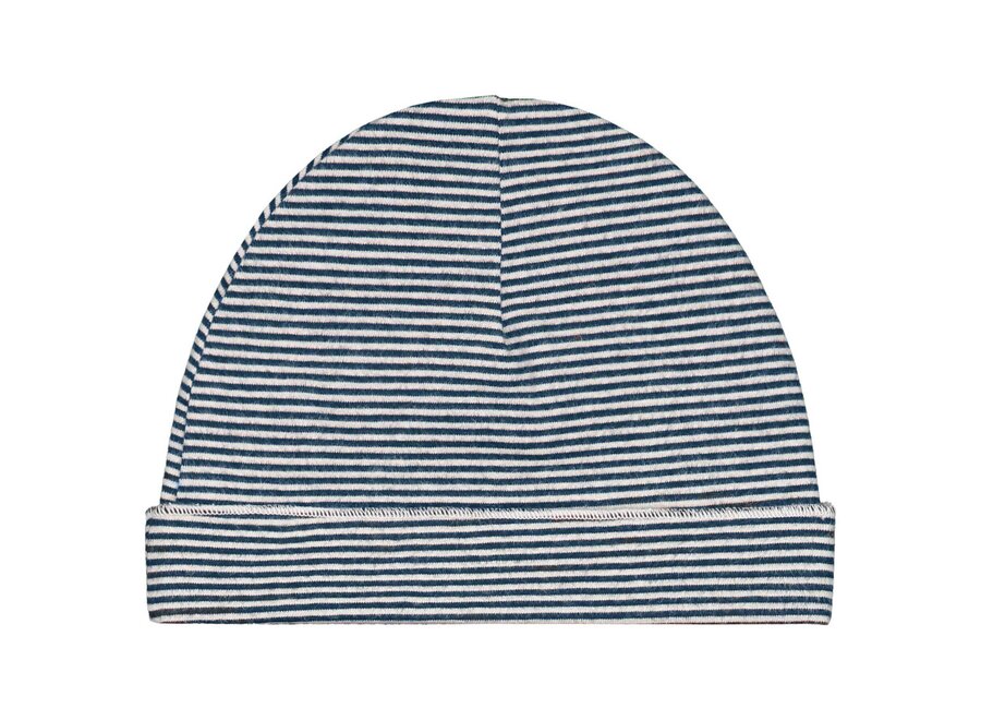 Gray Label Beanie Blue Gray - Cream
