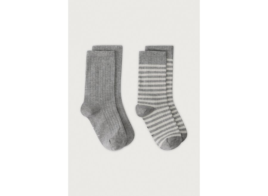 Gray Label Socks | 2p Gray - Cream