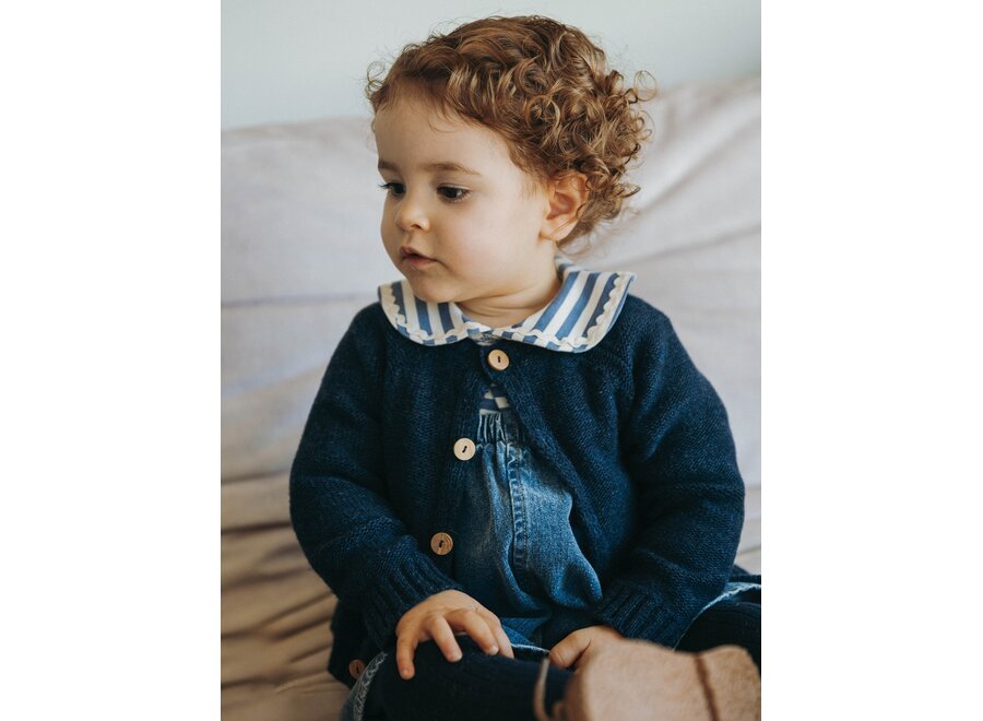 Snug Vest wol brei Indigo