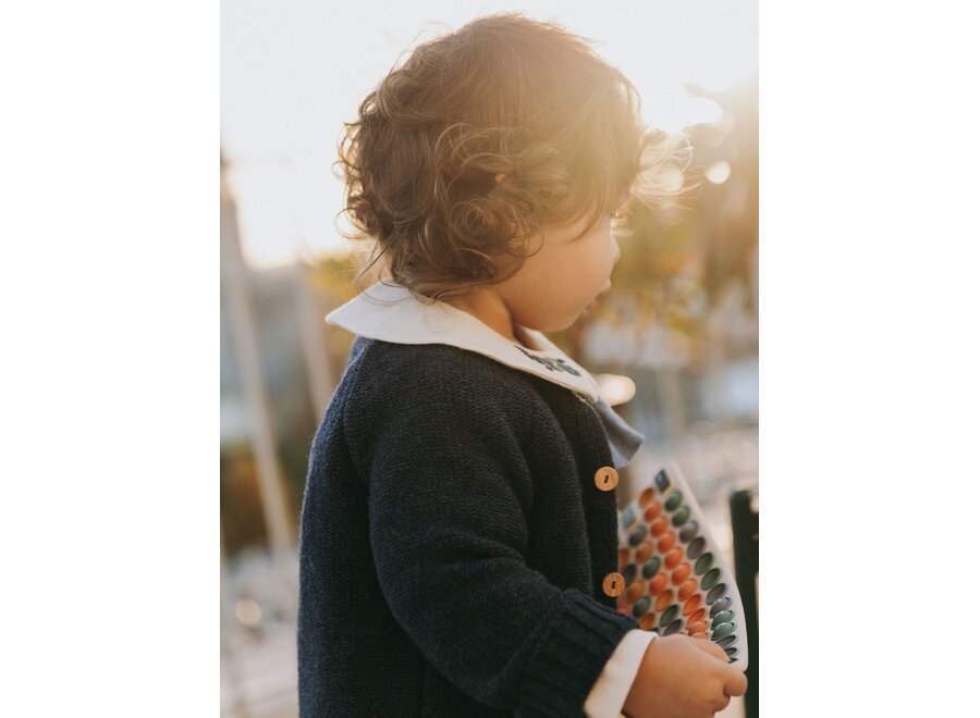Snug Vest wol brei Indigo