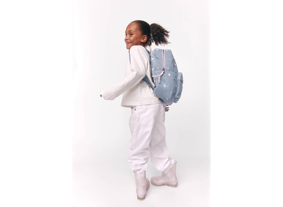 Studio Noos Midi Backpack Light Blue Hearts