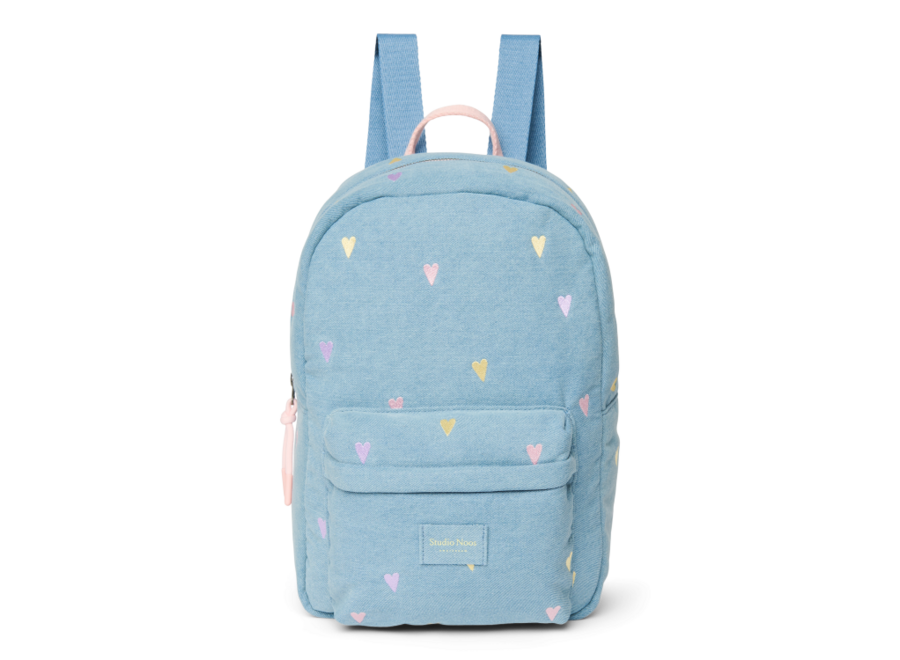 Studio Noos Midi Backpack Light Blue Hearts
