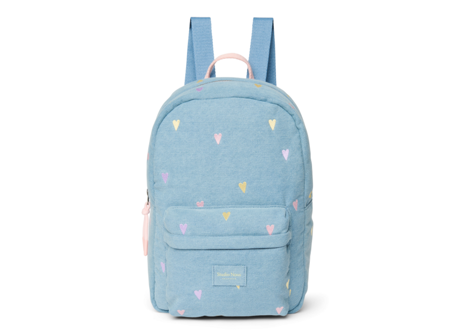 Studio Noos Midi Backpack Light Blue Hearts