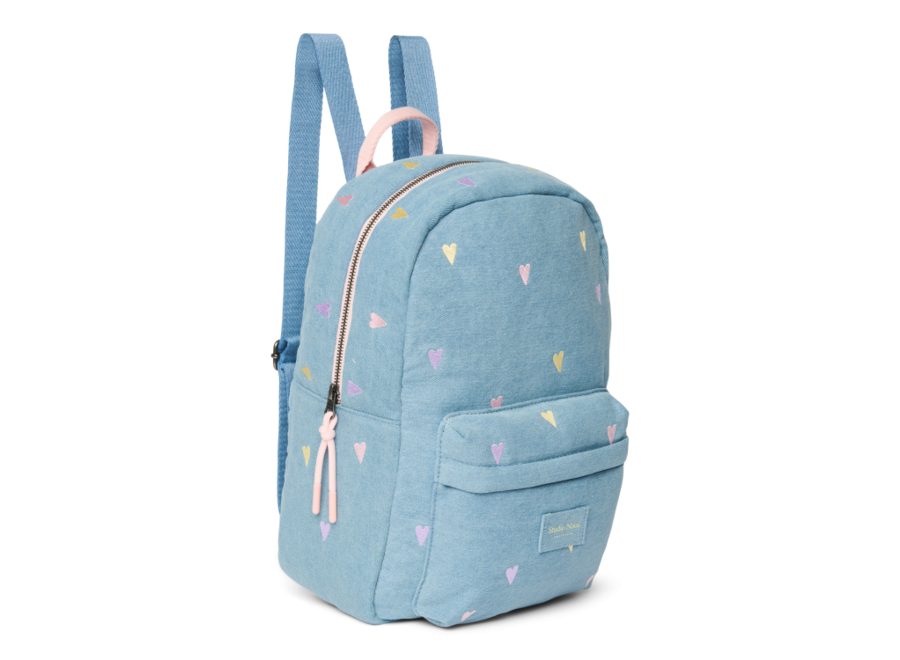 Studio Noos Midi Backpack Light Blue Hearts