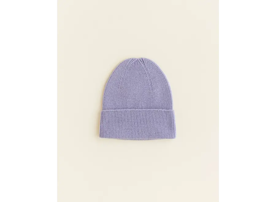 Hvid Fonzie beanie NEWBORN Lilac
