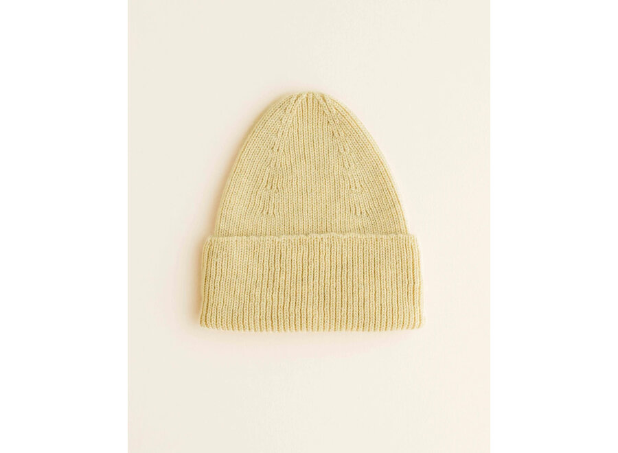 Hvid Fonzie beanie NEWBORN L. Yellow
