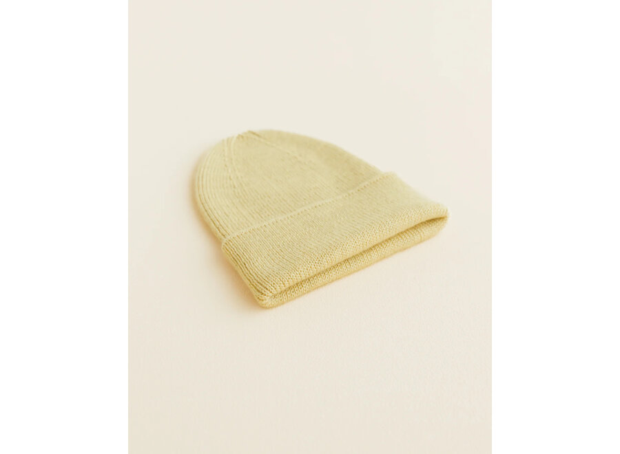 Hvid Fonzie beanie NEWBORN L. Yellow