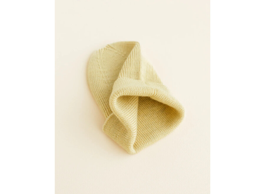 Hvid Fonzie beanie NEWBORN L. Yellow