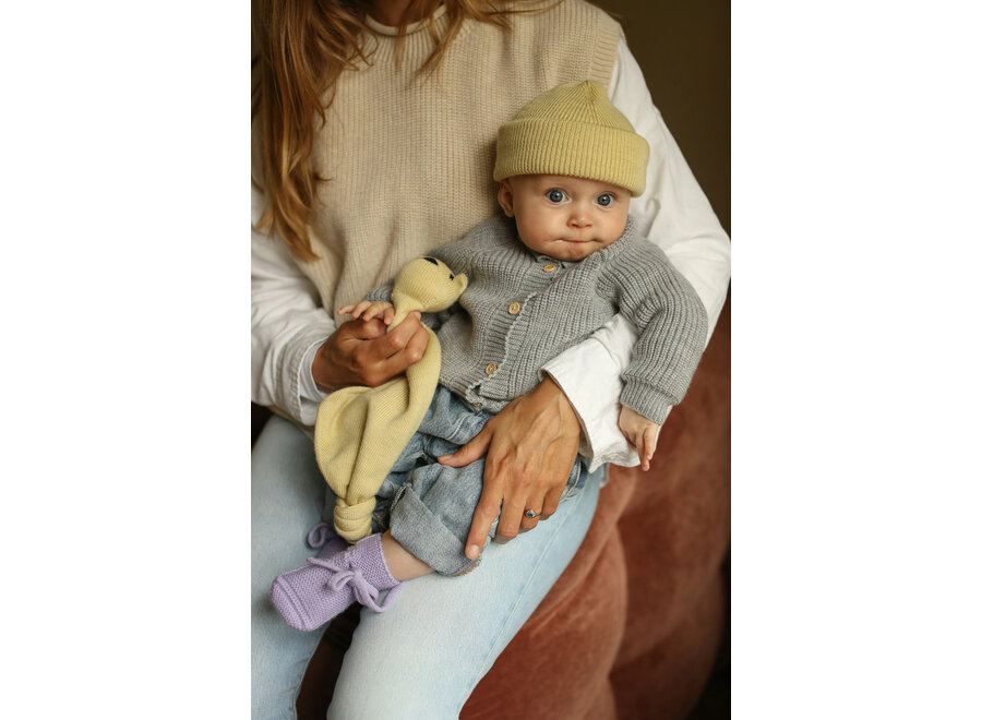 Hvid Fonzie beanie NEWBORN L. Yellow