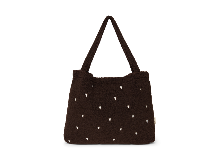 Studio Noos teddy hearts mom bag chocolate