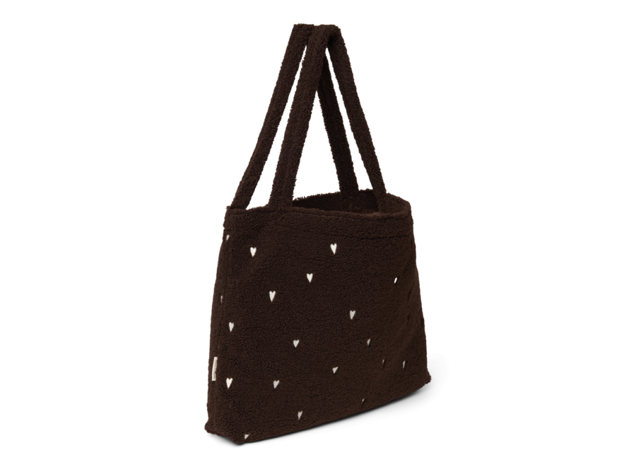 Studio Noos teddy hearts mom bag chocolate