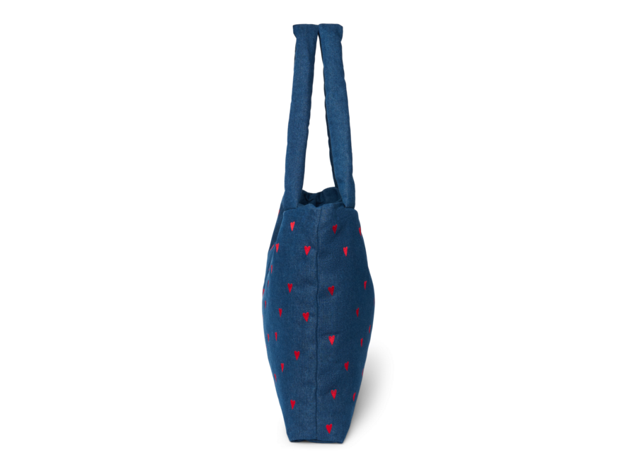 Studio Noos Denim Mom Bag D.Blue Red Hearts