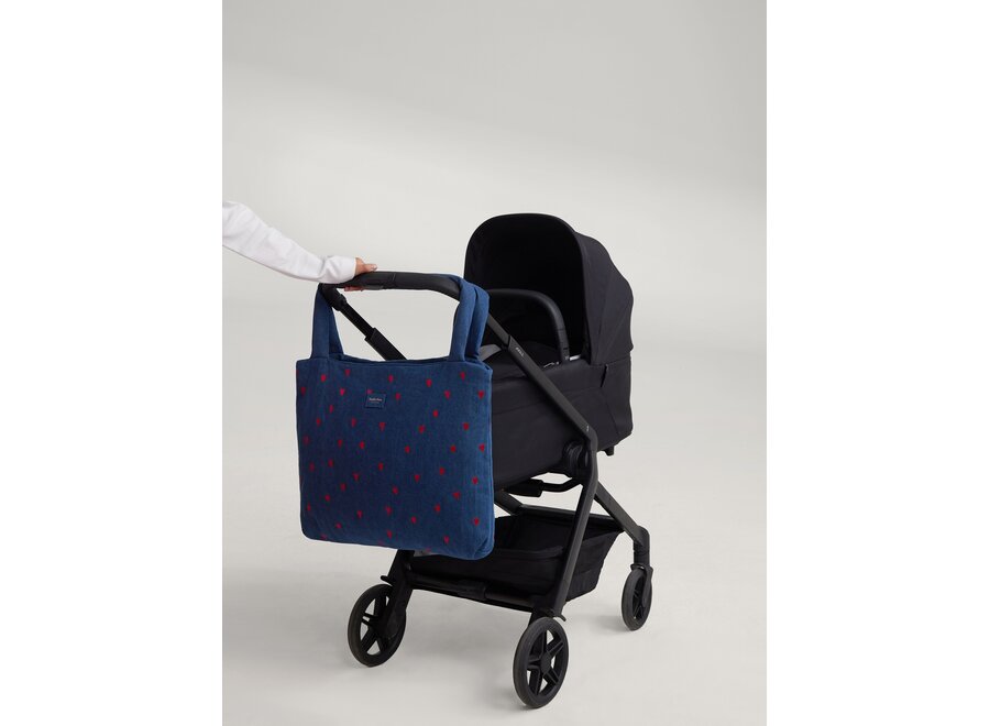 Studio Noos Denim Mom Bag D.Blue Red Hearts