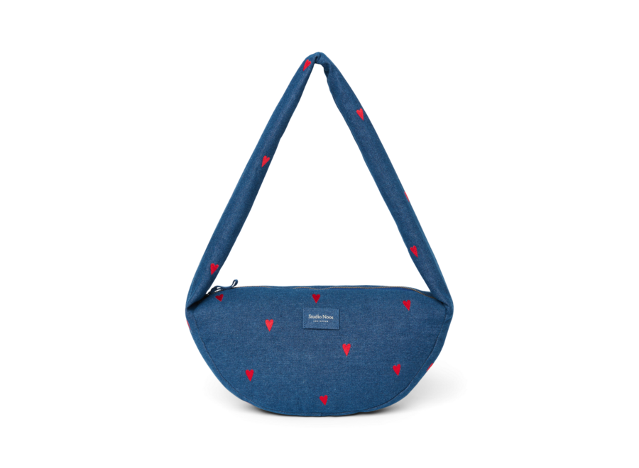 Studio Noos Denim Fanny Pack D.Blue Red Hearts