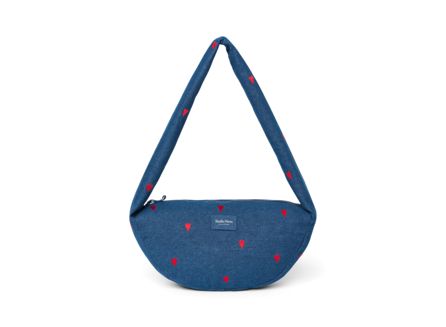 Studio Noos Denim Fanny Pack D.Blue Red Hearts