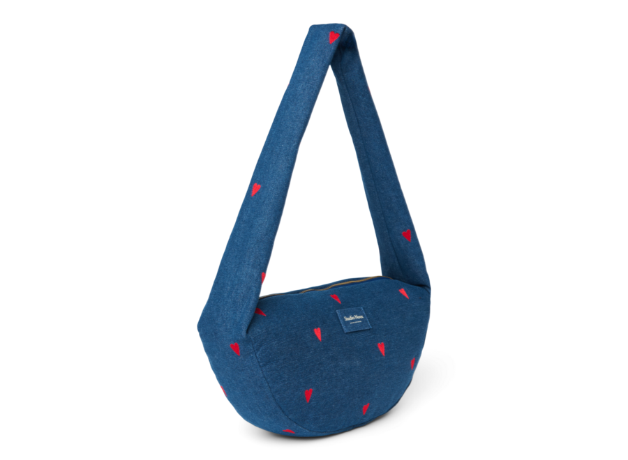 Studio Noos Denim Fanny Pack D.Blue Red Hearts