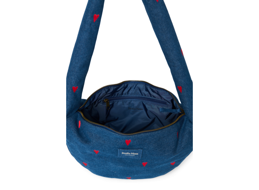 Studio Noos Denim Fanny Pack D.Blue Red Hearts