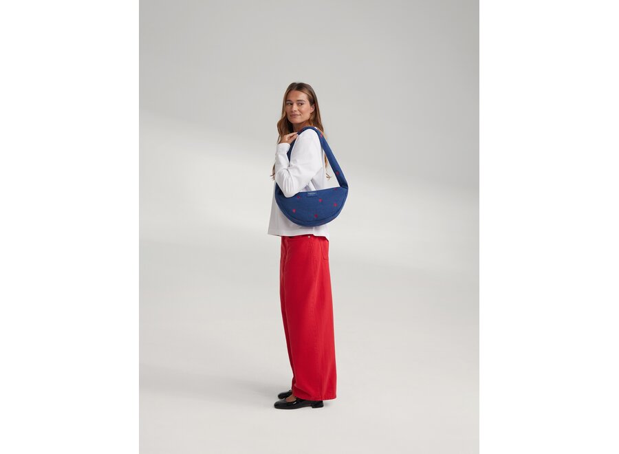 Studio Noos Denim Fanny Pack D.Blue Red Hearts