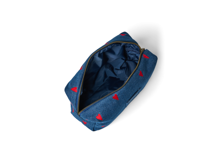 Studio Noos Denim Pouch D.Blue Red Hearts