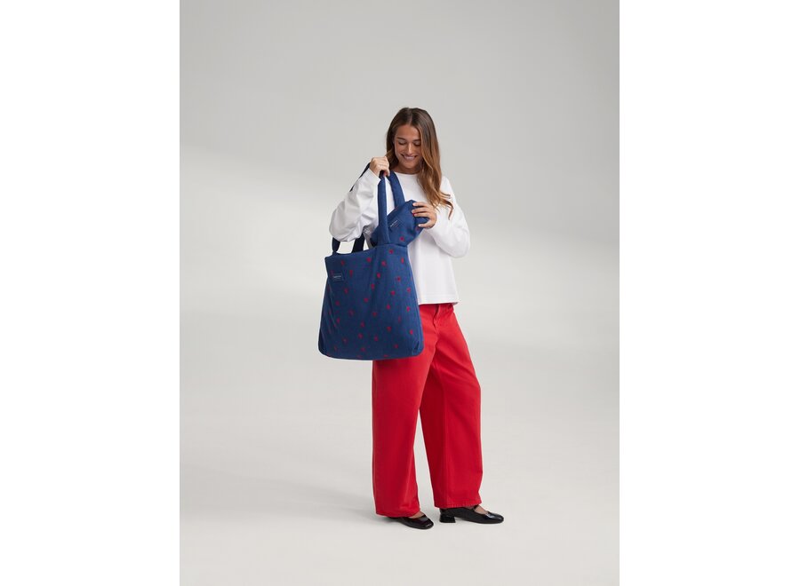 Studio Noos Denim Pouch D.Blue Red Hearts