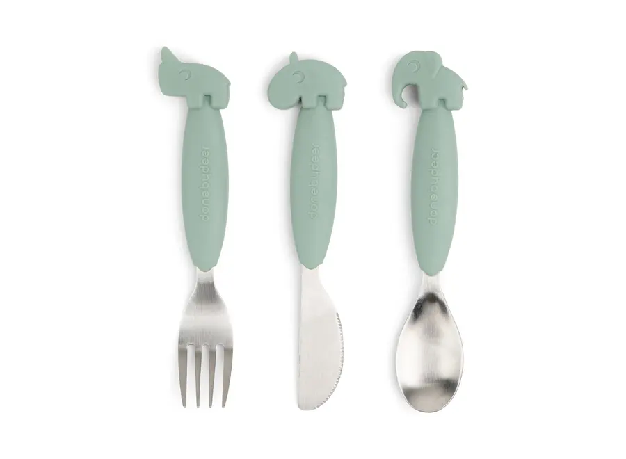 Easy-grip cutlery set Deer friends Gre