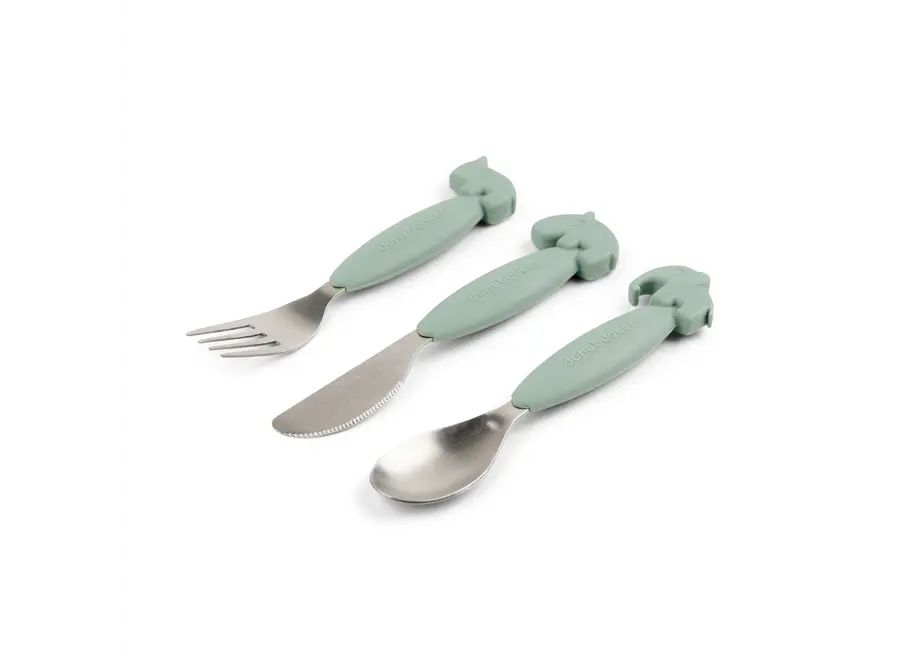 Easy-grip cutlery set Deer friends Gre