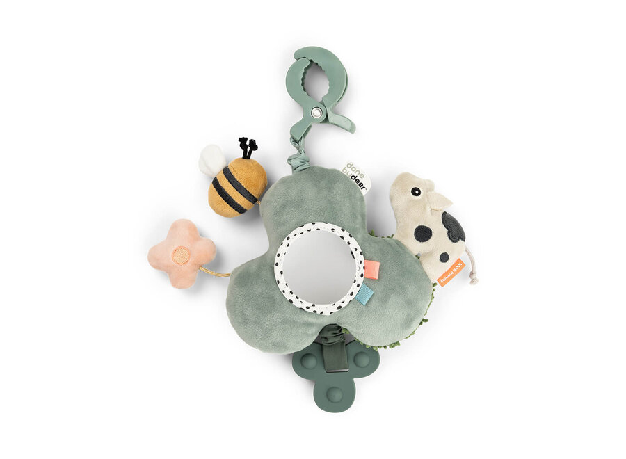 Activity mirror w/clip Tiny farm Green