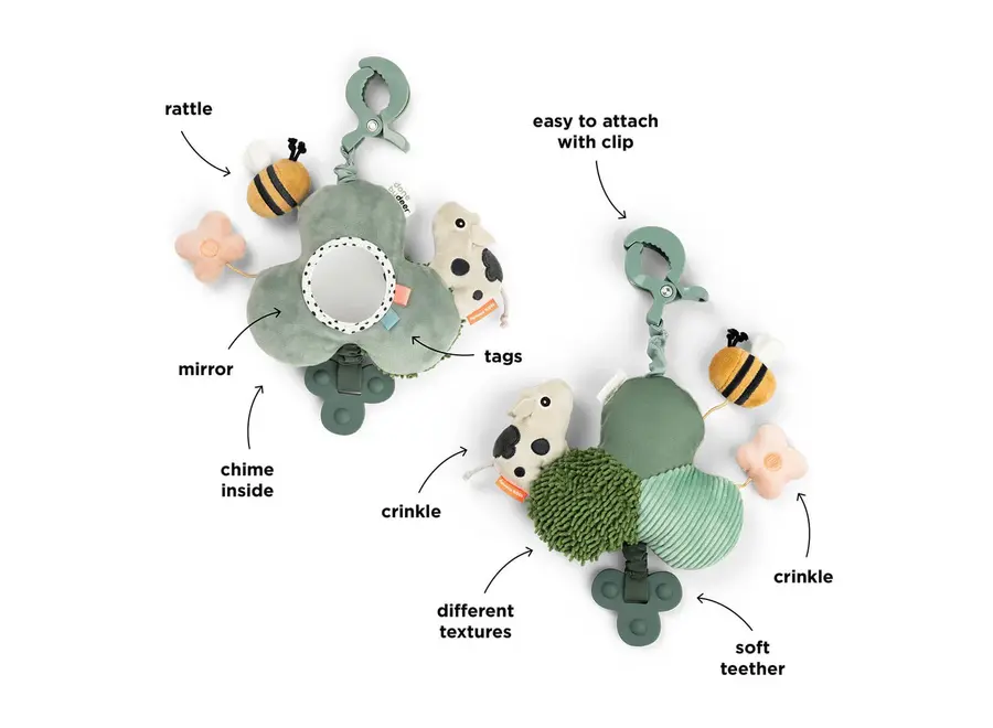Activity mirror w/clip Tiny farm Green
