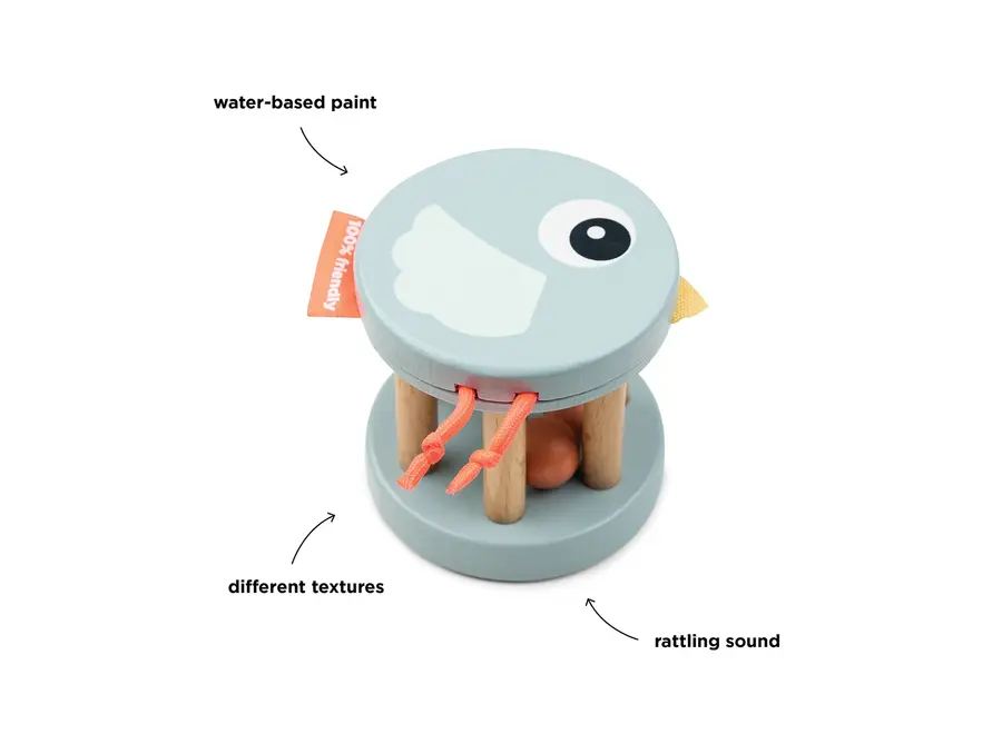 Wooden rattle Birdee Blue