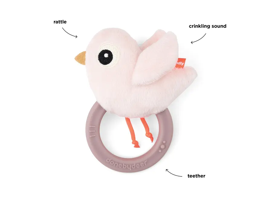 Sensory rattle w/teether Birdee Powder