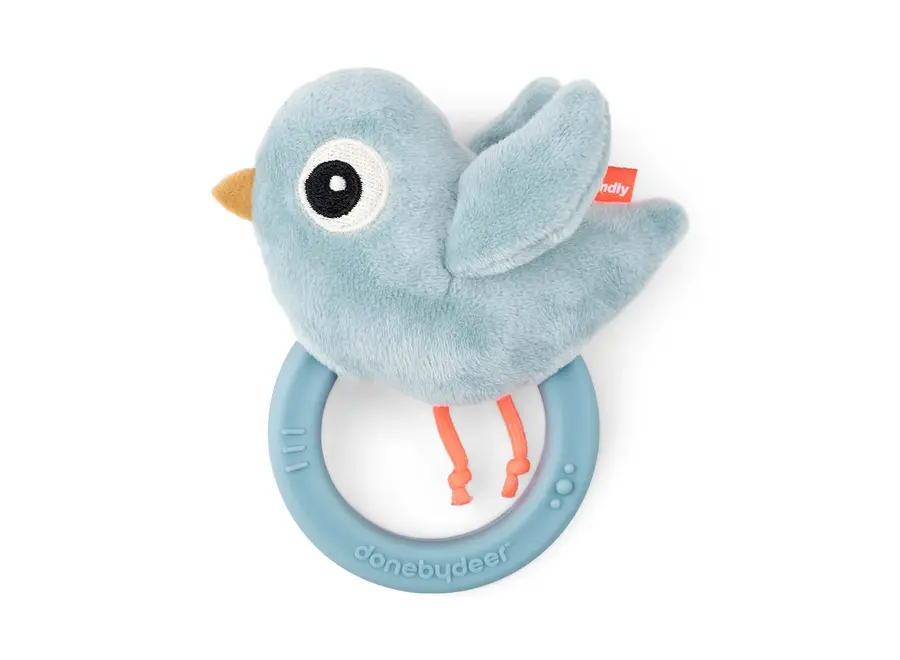 Sensory rattle w/teether Birdee Blue
