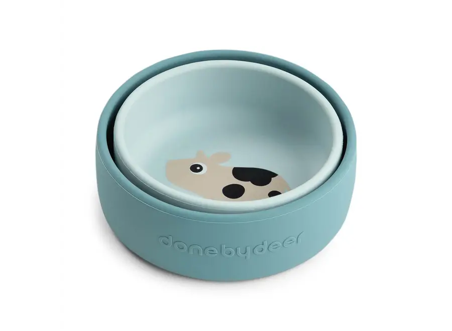 Silicone bowl set 2 pcs Dotti Blue