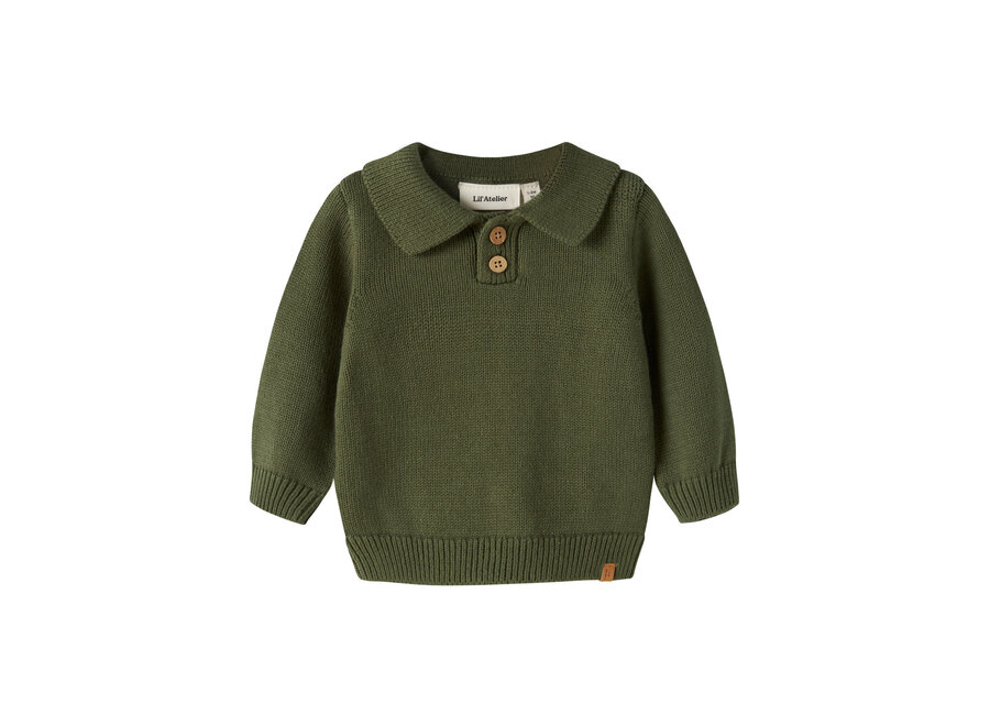 Lil' Atelier Olo Knit Polo Cypress