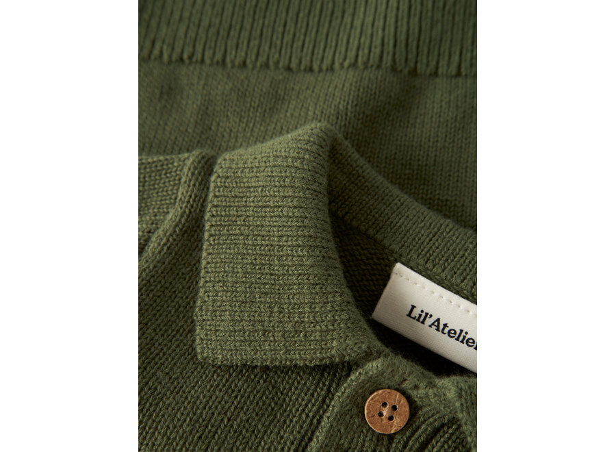 Lil' Atelier Olo Knit Polo Cypress
