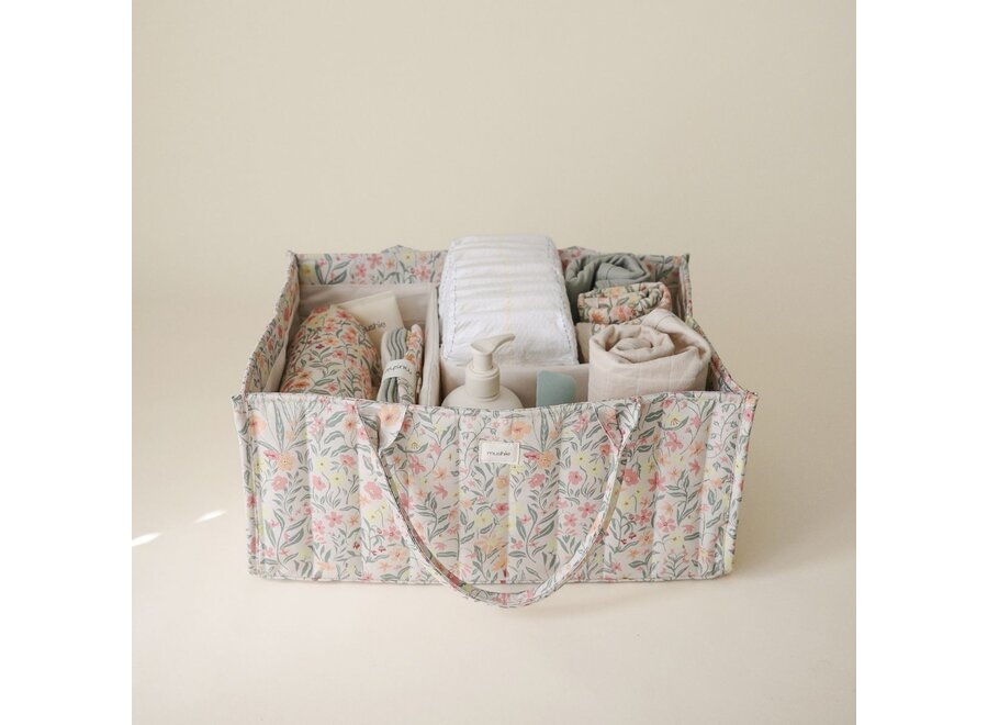 Mushie Diaper Caddy Pastel Blooms