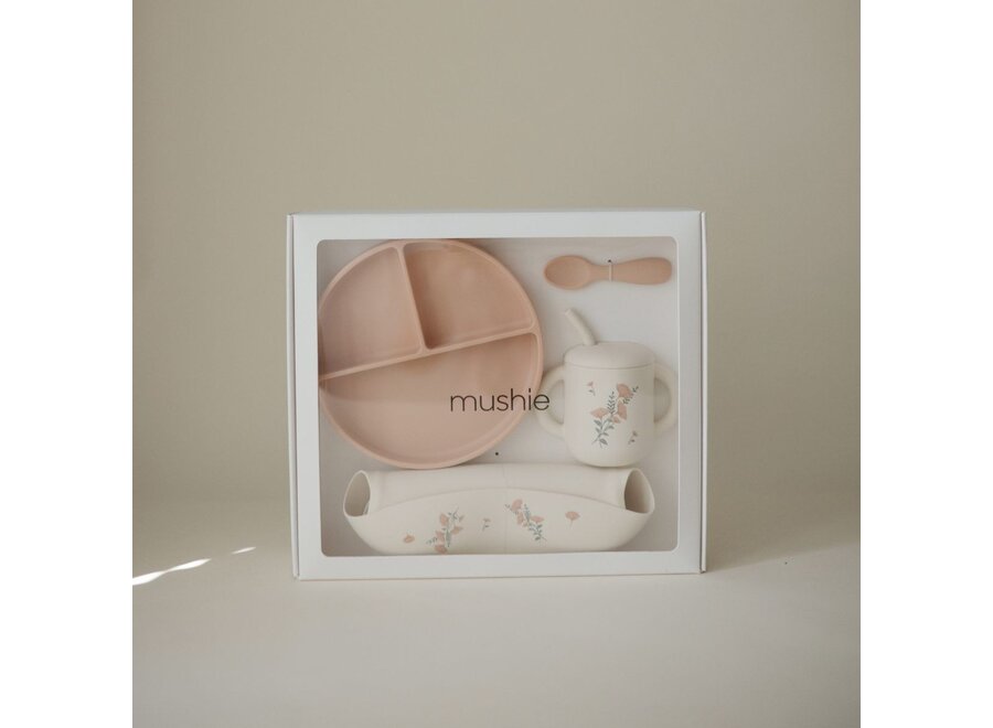 Mushie Giftbox - Feeding Toddler Set Pink Flower