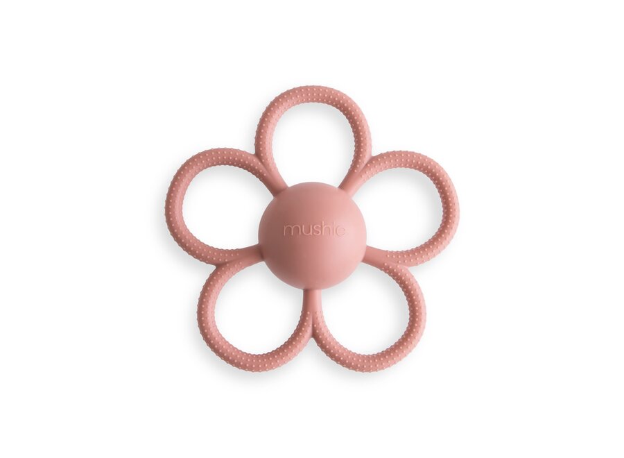 Mushie Rattle Daisy Teether Dusty Rose
