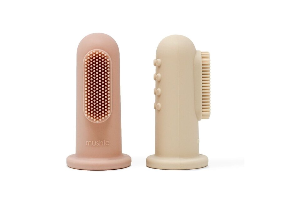 Mushie vingertandenborstel blush/sand