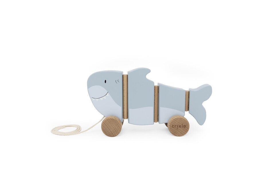 Trixie Wooden wiggle pull along toy - Mr. Shark